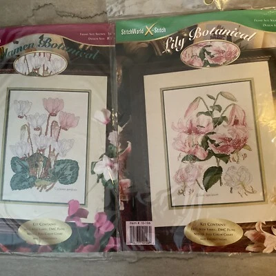 Stitch World X-Stitch Cyclamen and Lily Botanical 2 Kits - Image 1 of 4