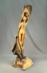 Vtg Ezra Ben-Joseph Original Nude Wood Carving Olive Tree Biblical 30" Sculpture - Picture 1 of 18