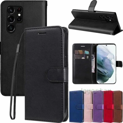 For Samsung S23 S22 S21 S20 FE S10 S9 S8 Magnetic Flip Wallet Leather Case Cover - Image 1 of 4