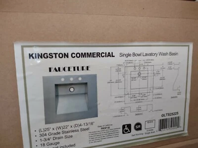 Kingston Brass GLTS25225 Kingston Commercial 25" Double Basin - Stainless Steel - Image 1 of 3