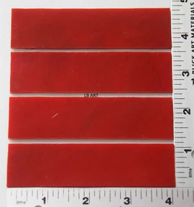0124.30 - 4 piezas - 1" x 4" OPACO ROJO BUEY 3mm GROSOR TIRAS DE HOJA DE VIDRIO 90 COE - Imagen 1 de 1