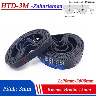 MARKENLOS HTD-3M Zahnriemen Geschlossen Breite 15mm Riemen CNC Antriebsriemen Closed Belt