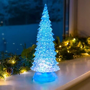 Farbwechsel Weihnachtsbaumbeleuchtung LED Glitzer Wasserspinner Dekoration H27cm - Bild 1 von 3