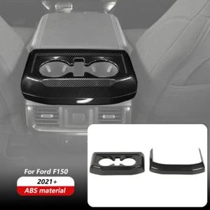 Carbon Fiber Rear Console Cup Holder Panel Trim Cover For Ford F-150 2021 2022 - Picture 1 of 9