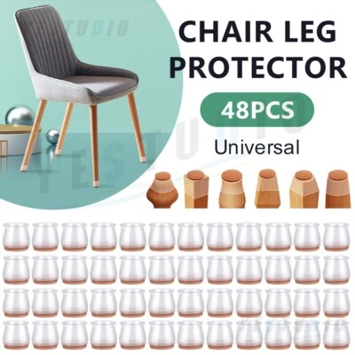 48x Chair Leg Floor Protector Furniture Table Feet Cover Silicone Cap Pads Caps - image 1 of 4