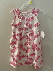 NWT Sleeveless Wonder Nation Dress 18 months pockets Pink Palm Leaves - Picture 1 of 4