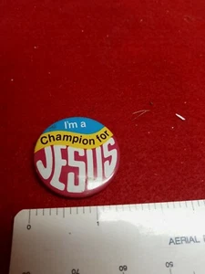 Vintage I'm A Champion For Jesus Pin Back Button 1988  - Picture 1 of 3