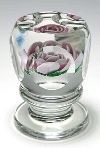 Whittemore Miniature Faceted Pink Crimp Rose Upright Pedestal Paperweight - Picture 1 of 9