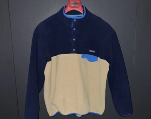 Vintage Patagonia Synchilla Snap T Fleece Men’s Size L Pullover Blue/Beige - Picture 1 of 10