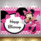 Minnie Mouse Backdrop 1st Happy Birthday Red Pink Girls Photo Background Banner