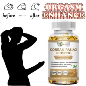 Korean Red Panax Ginseng - 120 Capsules - Extra Strength 1600mg Highest Potency - Picture 1 of 13