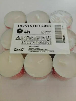 New 18 IKEA VINTER holiday unscented tea light candles  -- 4 hrs. - Image 1 of 2