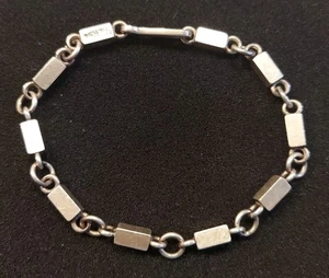 Rare 1945 Vintage Wiwen Nilsson Sweden Sterling Silver Block Link 7.75" Bracelet - Picture 1 of 13