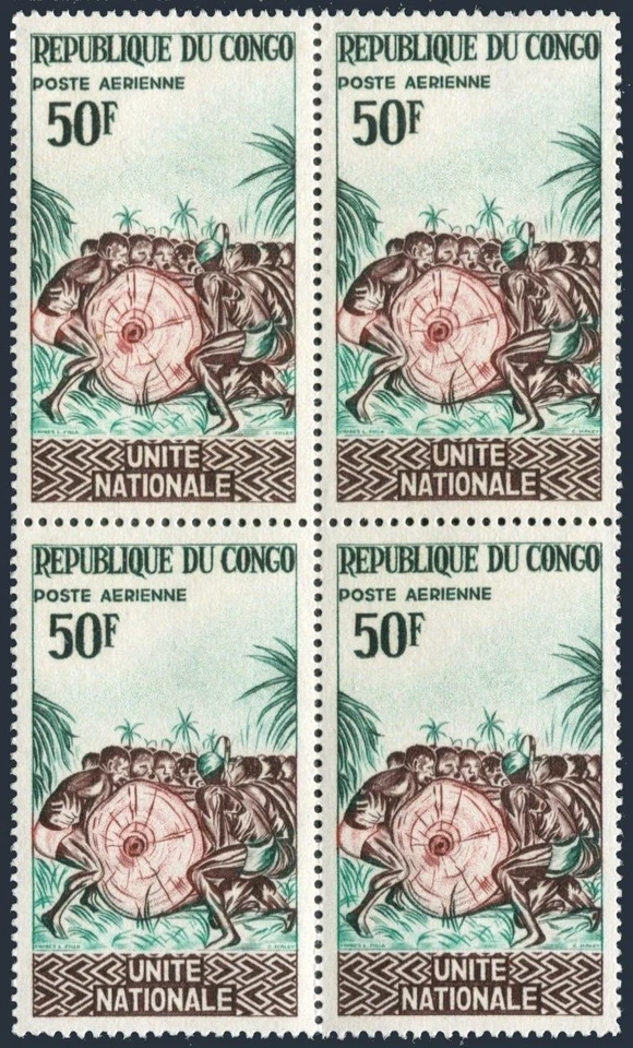 Congo PR C33 block/4,MNH.Michel 81. National unity 1965.Logrolling. - Image 1 of 1