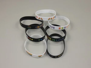 LGBT Wristbands Gay Pride Silicone Love Gay Lesbian Rainbow 7 choices (T240) - Picture 1 of 19