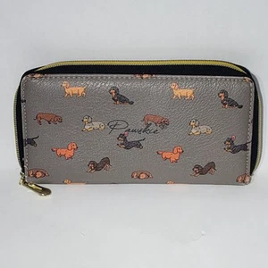 PAWSKIE Dachshund Dog Zippered Wallet Clutch Purse 7.5x4" - Picture 1 of 16