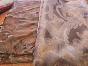 2 Yd Lot Scroll Flock Heavy Taffeta Fabric Bronze  Special Occasion Bolt Ends - Picture 1 of 3