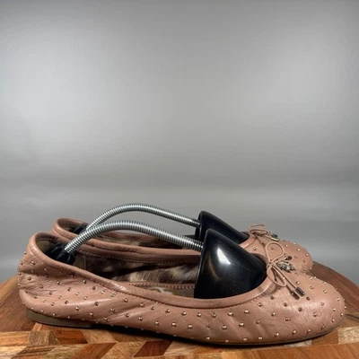Sam Edelman Frankie Ballet Pisos Mujer 9M Rosa Tachonado Lazo Cuero Foto 1 de 4