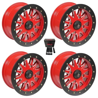 Pro Armor Halo Beadlock 15" Wheels Red Can-Am Commander Maverick (4) - Imagem 1 de 3