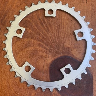 Vintage SUGINO 38t x 110mm BCD ROAD Chainring 5-bolt Aluminum Silver JAPAN! - Image 1 of 4