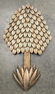 Vintage MCM Universal Statuary Corp Tree Wall Hanging Retro Floral Mod Century - Image 1 of 4