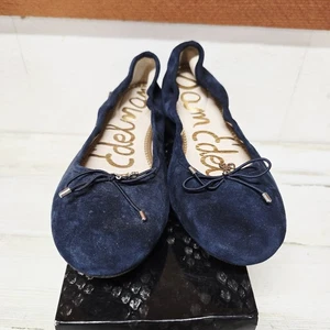 Sam Edelman donna 10 Felicia balletto classico blu mare piatto scamosciato preppy boho - Foto 1 di 7