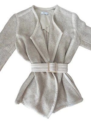 Blazer chaqueta con cinturón para mujer VINCE XS/TP crema Foto 1 de 4