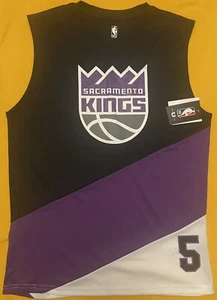 Nueva camiseta para hombre UNK NBA Sacramento Kings De'Aaron Fox blanca negra púrpura M - Imagen 1 de 4