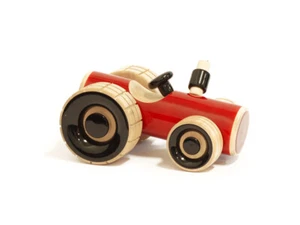 Wooden Toy Tractor Red Natural Colours Handmade - Photo 1/2