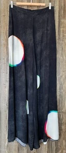 Ozai N Ku Wide Leg Palazzo Hose Artsy Lagenlook große Punkte Crinkle Pull On Gr. L - Bild 1 von 10
