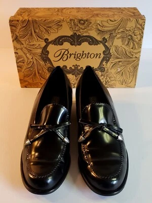 Brighton "Flapper" Black Leather Women's Shoes - Size 10 M (Newly Restored Heel) - Image 1 of 4