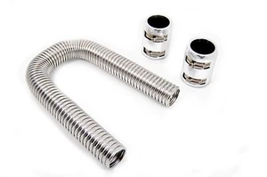 Flexible Radiator Hose Kit Flex Stainless Steel Universal Hot Rod Chevy Ford 24" - Picture 1 of 1