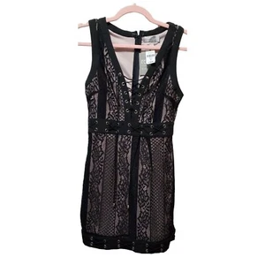 Rumor Boutique Minikleid Damen A-Linie schwarz Schnürung Größe Small gefüttert $ 154 - Bild 1 von 13