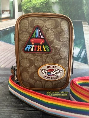 NWT Coach Men’s Stanton Crossbody In Signature Canvas With Patches CJ671 - Image 1 of 4