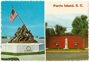 Postcard South Carolina Parris Island Marine Corps Recruit Depot Iwo Jima Statue - Picture 1 of 1