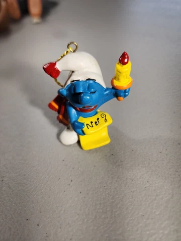 Vintage Smurfs Christmas Caroler Smurf Ornament 1981 Figure Toy Peyo Smurf Cover