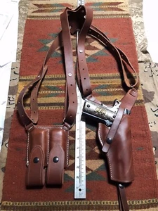 FITS Colt Taurus Norinco ATI 45 1911 Shoulder Holster & Magazine Pouch Leather - Picture 1 of 8