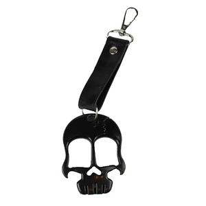 Belted Key Holder with Skull Bottle Opener Black - Skull Size 3"x2.5" - Picture 1 of 6