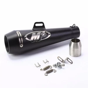 51mm Motorcycle Muffler Black Motorcycle Exhaust Muffler Pipe Tail Kit Universal - Picture 1 of 9