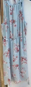 New Look Womens Aqua Marine Blue Floral Sleeveless Summer Dress - Size 16 - Picture 1 of 3
