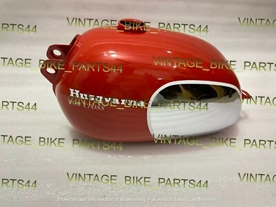Husqvarna Husky 400 Cross Steel Chrome & Red Painted Gas Fuel Petrol Tank - Image 1 of 4