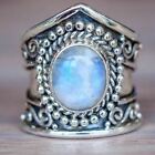 Moonstone Women   Ring Silver Fashion Turquoise Wedding Size6-10 Jewelry Gift