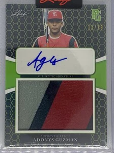 2021 LEAF PERFECT GAME GREEN ADONYS GUZMAN THREE COLOR PATCH AUTO # 11/19 - Picture 1 of 1