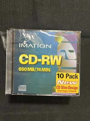 Imation 10 Pack 650MB 74 Min CD-RW Disc. 1x-4x Compatible New CD-RW - Image 1 of 4