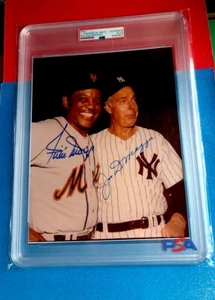 Joe DiMaggio/Willie Mays Signed PSA/DNA 8x10 Color photo -YANKEES - BEAUTY !!!! - Picture 1 of 8