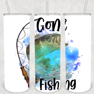 FISHING TUMBLER 1-1- Includes One 20oz Metal Insulated Tumbler, Lid & Straw - Picture 1 of 3