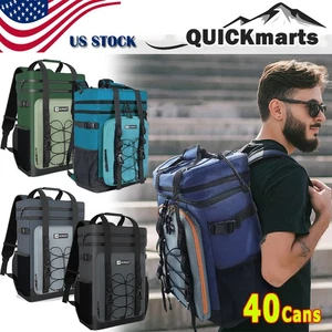 40 Cans Backpack Cooler Camping Picnic Insulated Leakproof Double Deck Lunch Bag - Picture 1 of 13