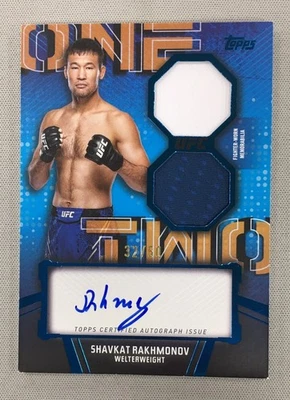 Shavkat Rakhmonhov 2024 Topps UFC KNOCKOUT 1-2 Combo Autograph Relic Blue /50 - Image 1 of 2