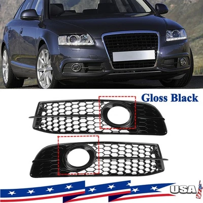 For Audi A6 C6 S-Line 2009-2012 Front Bumper Fog Light Grille Bezel Cover LH+RH Foto 1 de 4