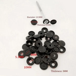 100PCS Screw Covers Plastic for Bolts Nails with Rust Prevention Black - Picture 1 of 10